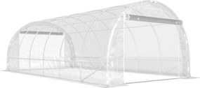 Outsunny Estufa tipo Túnel 296x597x199 cm com 2 Portas Enroláveis Estrutura de Aço Galvanizado e Cobertura em PE 150g/m² Transparente | Aosom Portugal