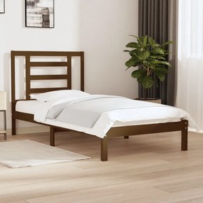 vidaXL Estrutura de cama 100x200 cm pinho maciço castanho mel