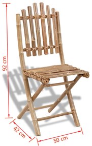 Cadeiras de jardim dobráveis 2 pcs bambu
