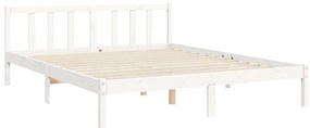 Cama sem colchão 160x200 cm madeira de pinho maciça branco
