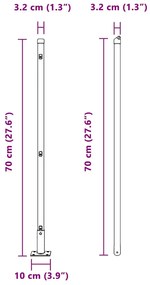 Postes de Cerca com Bases - 52 peças, Ø32mm, 70cm em Aço Galvanizado