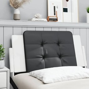 vidaXL Almofadão de cabeceira 100 cm couro artificial preto e branco