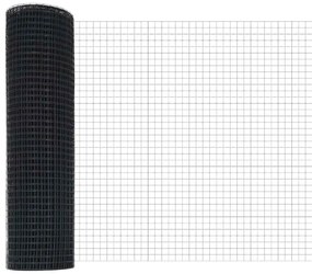 Cerca de Arame Soldado com 13 Postes Flangados Cinza 0.6x25 m Aço