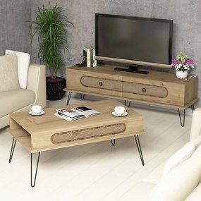 Conjunto de Mobiliário para Sala Ekol – Carvalho – TV: 145x45x37 cm, M