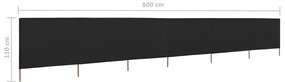 Para-vento com 6 painéis em tecido 800x80 cm preto