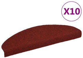 vidaXL Tapetes de escada autoadesivos 10 pcs 65x21x4 cm vermelho