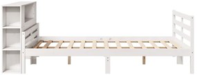 Cama com estante sem colchão 150x200 cm pinho maciço branco