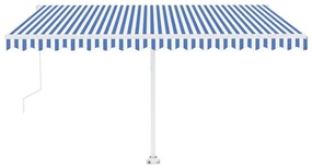 Toldo autom. LED e sensor de vento 400x300 cm azul e branco