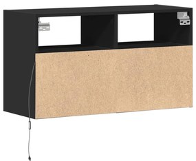 Móvel de parede para TV com luzes LED 80x31x45 cm preto