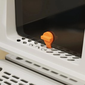 Caixa de Areia para Gatos Fechada de Aço Inoxidável com Abertura de Saída e Pá 60,2x40,5x40,5 cm Cinza Claro