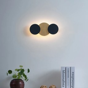 Candeeiro de Parede Moderno Preto com Dourado Incl. LED Regulável em 3 Níveis 3-Luzes - Sunrise 3 Moderno