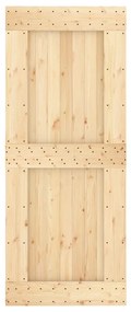 Porta de correr com ferragens 85x210 cm madeira de pinho maciça