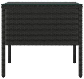 Mesa de apoio 53x37x48 cm vime PE e vidro temperado preto