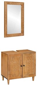 vidaXL Conjunto de Móveis para Banheiro 2 pcs Castanho 62 x 33 x 58 cm