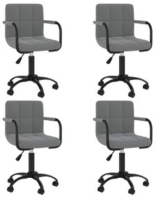 vidaXL Cadeiras de jantar giratórias 4 pcs veludo cinzento-escuro