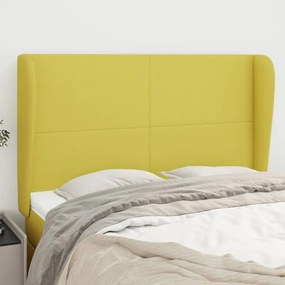 vidaXL Cabeceira de cama c/ abas tecido 147x23x118/128 cm verde