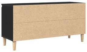 Estante de TV vidaXL com perna de madeira Preto Carvalho 102x35x50 cm