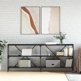 Mesa consola 180x30x75 cm derivados de madeira e ferro preto