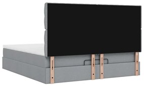 Estrutura cama otomana colchão 160x200 cm tecido cinzento claro