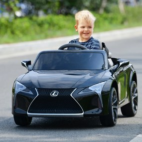 Carro elétrico para crianças Lexus com licença oficial com bateria 12V e controlo remoto 2.4G Luzes LED brilhantes e música Preto