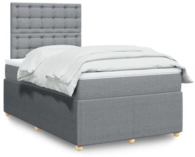 Cama boxspring com colchão 120x190 cm tecido cinzento-claro