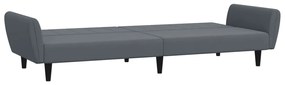 Sofá-cama 2 lugares c/ apoio de pés veludo cinzento-escuro