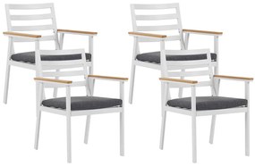 Conjunto de 4 cadeiras de jardim brancas com almofadas cinzentas CAVOLI Beliani
