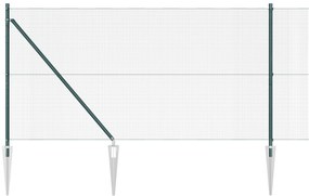 Conjunto de Poste de Cerca Conjunto de 2 Verde Metal 25 x 1 m