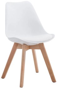 Cadeira de cozinha e sala de jantar Borneo V2 em couro sintético com estrutura em Cor Natural 48 x 84 x 41,5 cm Branco