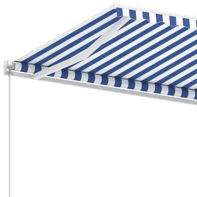 Toldo retrátil manual independente 300x250 cm azul e branco