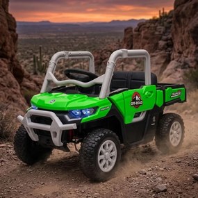 Carro elétrico para crianças 1 a 6 anos 12V 4x4 Buggy 1000RR rodas borracha e controlo remoto Verde