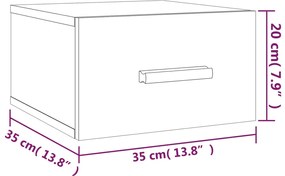 Mesa de cabeceira de parede 35x35x20 cm cor carvalho castanho