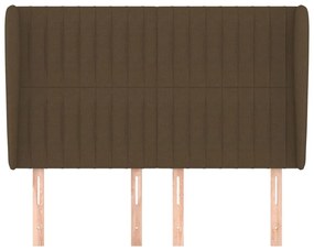 Cabeceira cama c/ abas tecido 147x23x118/128 cm castanho-escuro