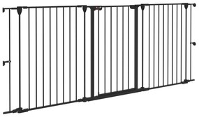 PawHut Barreira para Cães de Aço Barreira de Segurança para Animais de Estimação Dobrável de 3 Painéis Duplo Fechamento 206x90 cm Preto | Aosom Portugal