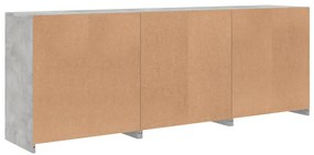 Aparador com luzes LED 181,5x37x67 cm cinzento cimento