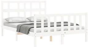Cama sem colchão 140x200 cm madeira de pinho maciça branco