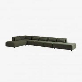 Sofá Modular De Canto Em 6 Peças Com Duplo Divã Fogler Tecido Pele De Borrego Verde Sálvia - Sklum