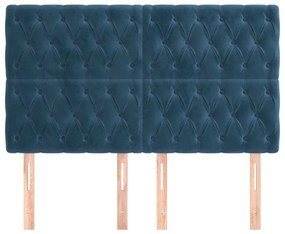 Cabeceira de cama 4 pcs veludo 80x7x78/88 cm azul-escuro