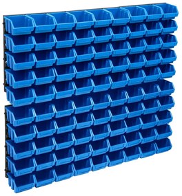 96 pcs Kit caixas arrumação com painéis parede azul e preto