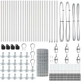 Cerca Euro com 13 postes flangelados, 0,6 x 50m, em aço galvanizado.