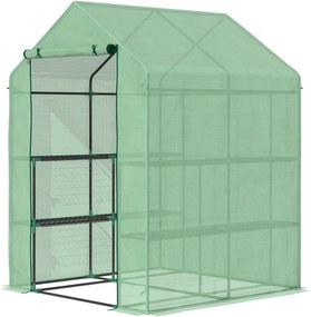 Estufa de Jardim Estufa para Plantas com Prateleiras 143x138x190cm Estrutura de Aço Jardinagem Verde