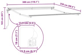 Toldo Retrátil Automático vidaXL Antracite 300x250 cm