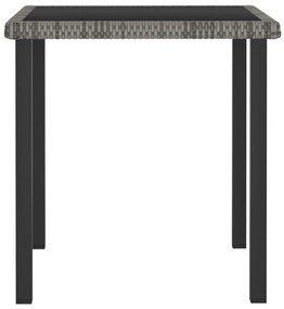 3 pcs conjunto de jantar para jardim vime PE cinzento