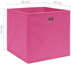 Caixas arrumação 4 pcs 28x28x28 cm tecido-não-tecido rosa