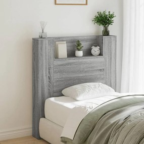 Armário de cabeceira c/ luzes LED 100x16,5x103,5cm cinza sonoma