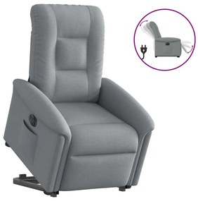 vidaXL Poltrona reclinável elevatória elétrica tecido cinzento-claro