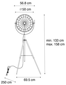 Candeeiro de pé industrial tripé preto 50 cm ajustável - Hanze Industrial