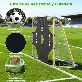 Baliza de Futebol Juvenil 2 em 1, 215 x 77 x 152 cm, Tela de Pontuação Removível, Preto + Branco