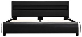 Estrutura de cama com LED 140x200 cm couro artificial preto