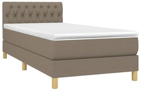 Cama com molas/colchão 90x190 cm tecido castanho-acinzentado